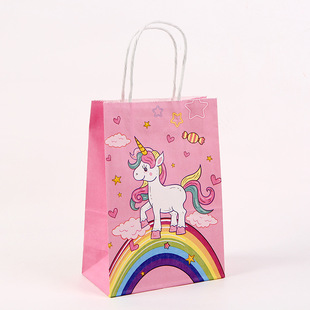 獨(dú)角獸紙袋小馬禮品袋生日派對(duì)用品回禮袋糖果包裝 袋手提袋