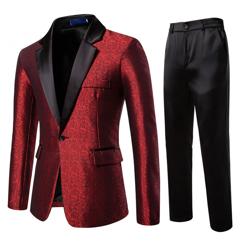 英伦宫廷礼服亮面提花西服套装男主持演出服影楼高端商务宴会西装