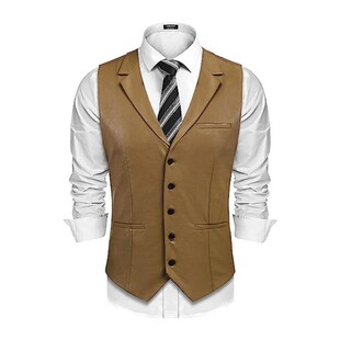 猎装 领皮衣马夹青年大码 仿皮外套 复古休闲西部牛仔马甲男西装 美式