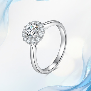 18K金天然真钻石戒指女经典锦簇款钻戒GIA钻石一克拉结婚求婚礼物