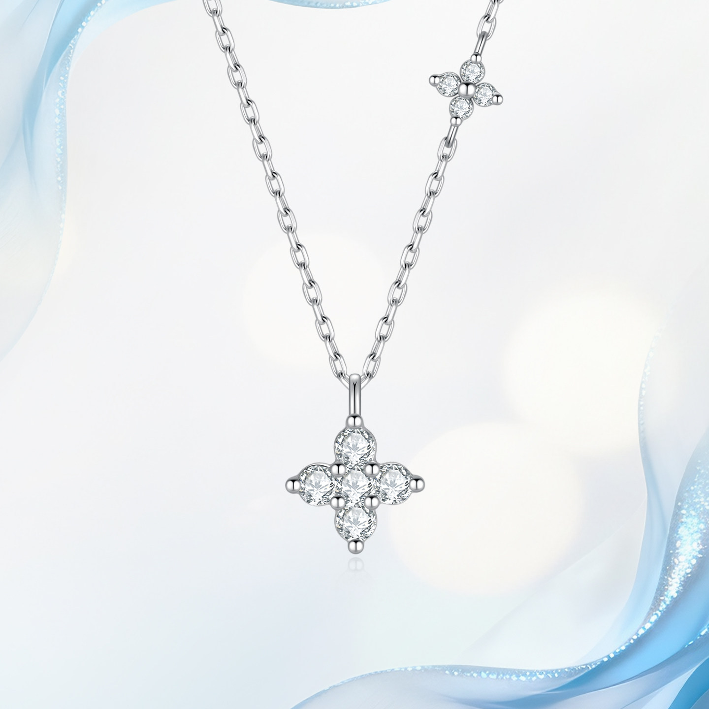PT950铂金天然真钻石女幻影四叶草项链超闪锁骨链定制情人节礼物
