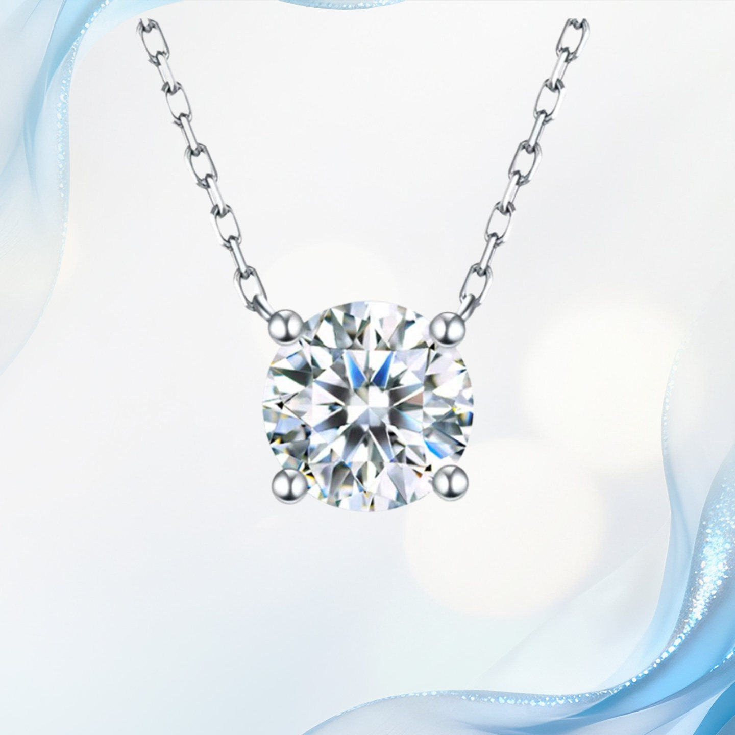 18K金天然真钻石女颈饰四爪项链鼻屎钻单钻锁骨链小众情人节礼物