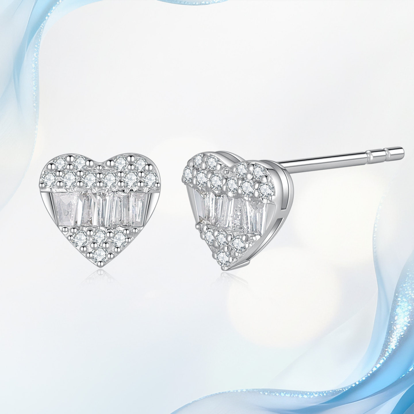 18K金天然真钻耳饰女简约爱心耳钉精致百搭定制情人节礼物养耳洞