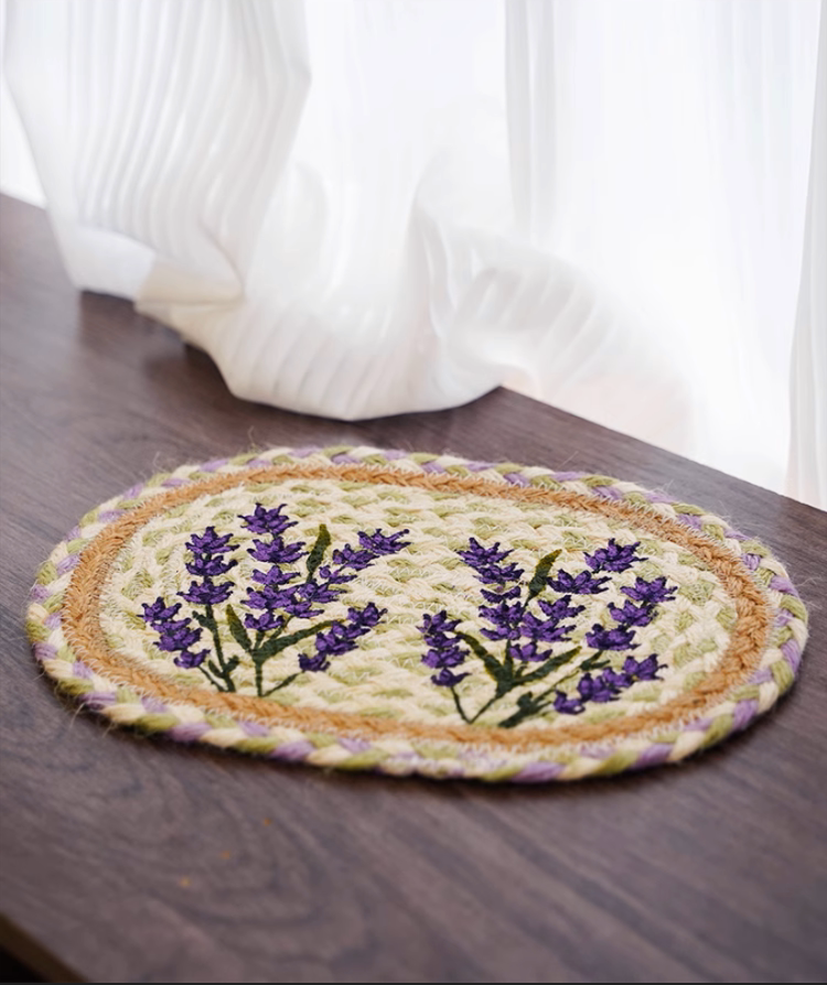 新品春日花朵麻绳餐垫杯垫隔热垫桌垫手工编织清新创意餐垫圆形垫