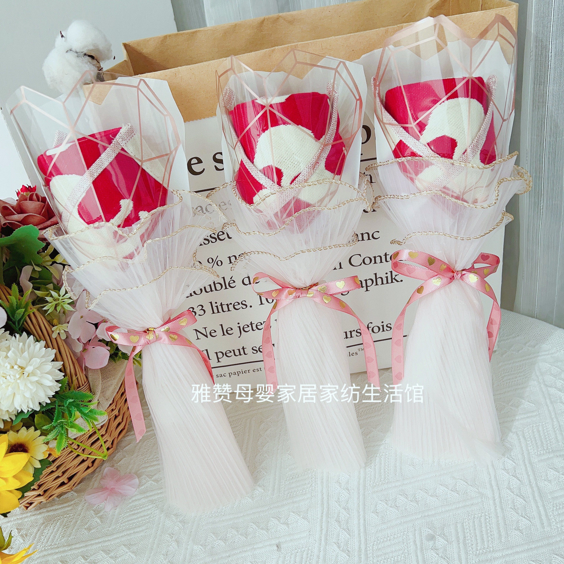 雅赞三层毛巾玫瑰花束礼盒教师节毛巾花礼物结婚回礼单位福利单