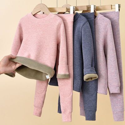 男女童加绒加厚套装冬季新款儿童德绒保暖内衣两件套宝宝秋衣秋裤