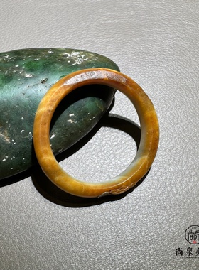 新疆和田玉籽料52圈口黄沁手镯
