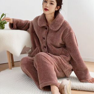 珊瑚绒睡衣女冬季2025新款加绒加厚保暖套装冬款法兰绒家居服外穿