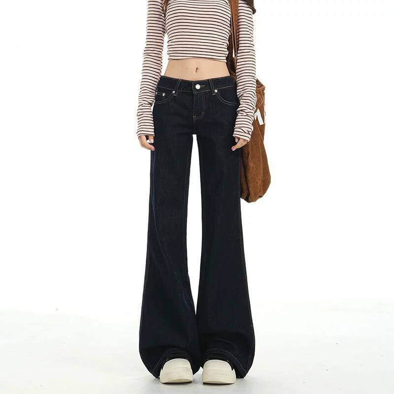 黑色不贴腿微喇阔腿牛仔裤女2026春季新款梨形身材宽松显瘦直筒裤