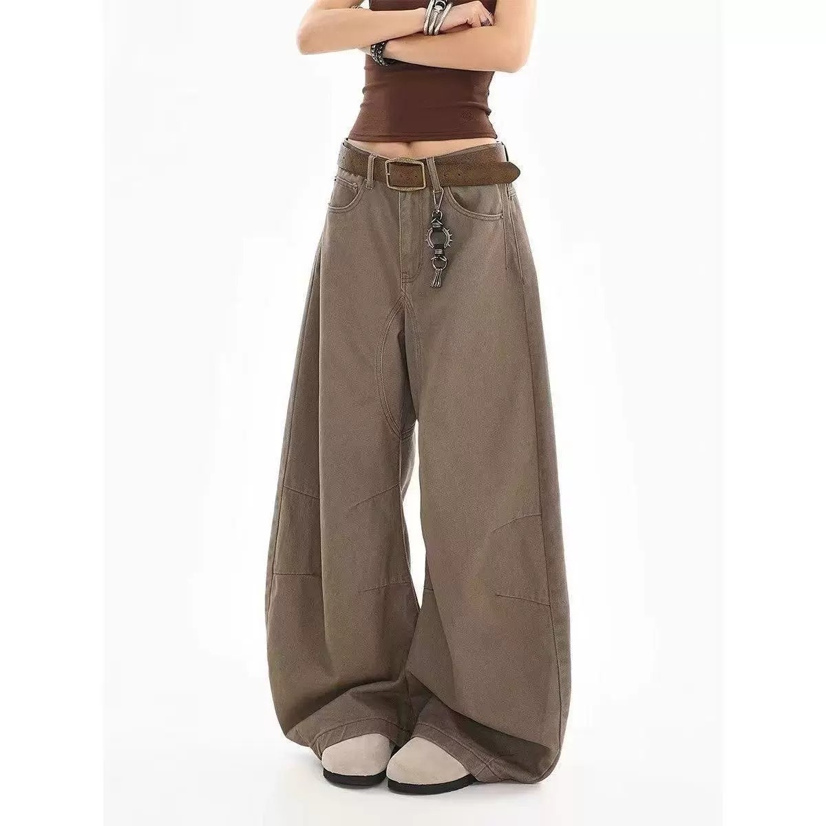 弯刀牛仔裤女2026年春季新款高腰显瘦宽松设计感百搭阔腿镰刀裤子