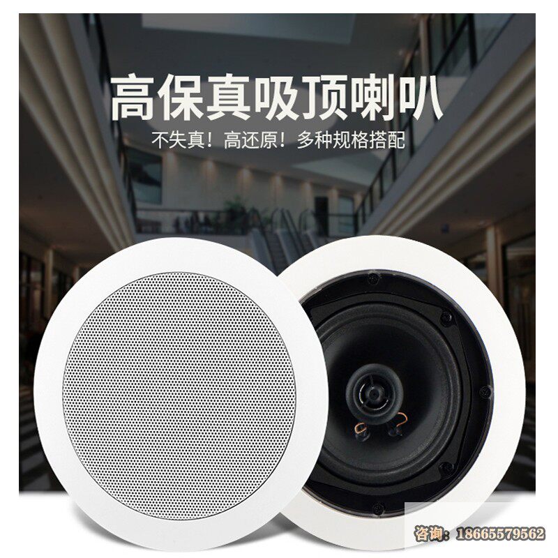 公共广播5寸6寸8寸同轴扬声器带后盖天花喇叭吸顶音箱HSP-511TH