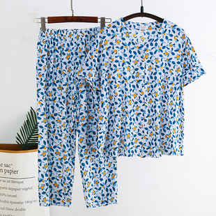 中老年人造棉短袖开衫套装老太太妈妈装棉绸休闲家居服两件套夏款