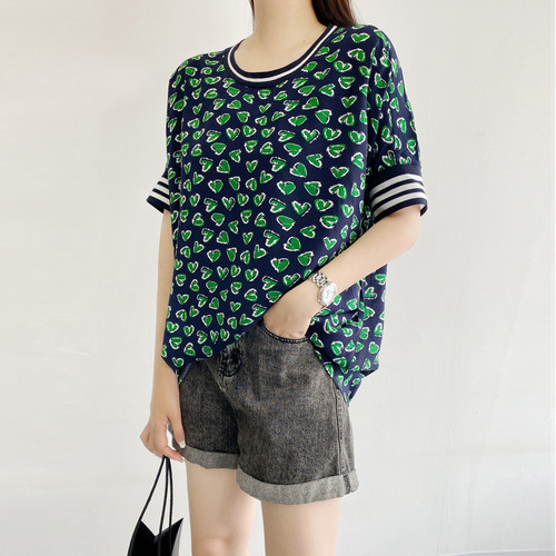 短袖韩版螺纹人造棉女棉绸上衣