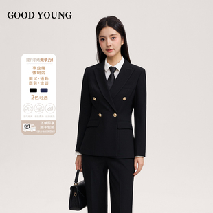 套装 黑色西装 女春秋季 新款 气质 GOOD 高级感职业正装 YOUNG