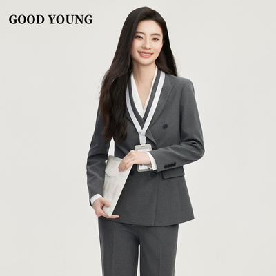 GOODYOUNG双排扣灰色西装