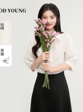 GOODYOUNG白色衬衣高级感小个子面试夏季宽松百搭衬衫女通勤短袖
