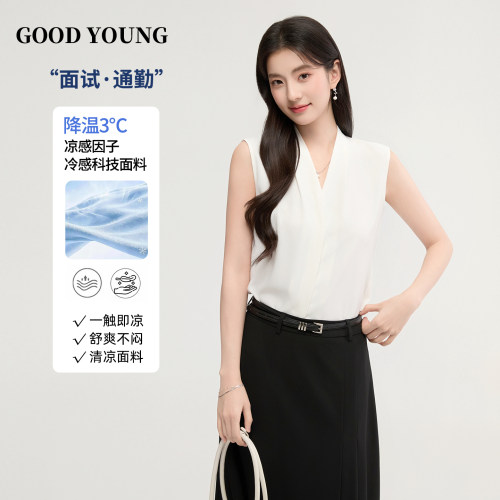 GOODYOUNG女V领无袖衬衫面试