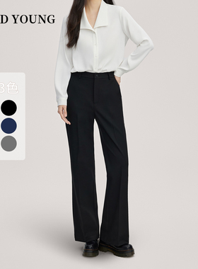 GOOD YOUNG女西装裤微喇喇叭裤黑色灰色藏青修身通勤气质弹力