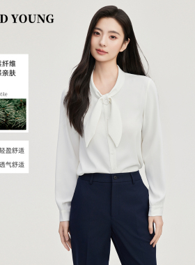 GOODYOUNG通勤蝴蝶结衬衫女教资穿搭职业正装飘带白色女士小个子