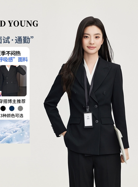 GOOD YOUNG正装黑色面试外套女士职业穿搭职场高级感西装套装