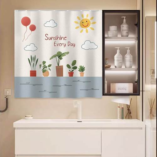 卫生间镜子遮挡帘盖布免打孔