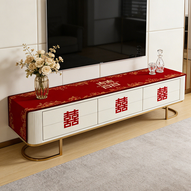 结婚电视机柜红色桌布喜庆盖巾盖布喜字婚庆茶几餐边柜鞋柜茶几布,居家布艺,桌布,淘宝优惠券,粉丝福利购,淘宝优惠卷
