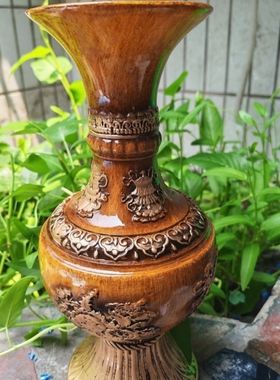 八吉祥树脂花瓶摆件客厅插花欧式餐桌家居复古仿真花干花装饰花器