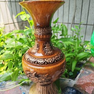 八吉祥树脂花瓶摆件客厅插花欧式 饰花器 餐桌家居复古仿真花干花装