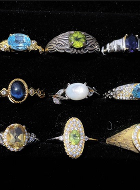 女天然彩宝意大利风戒指