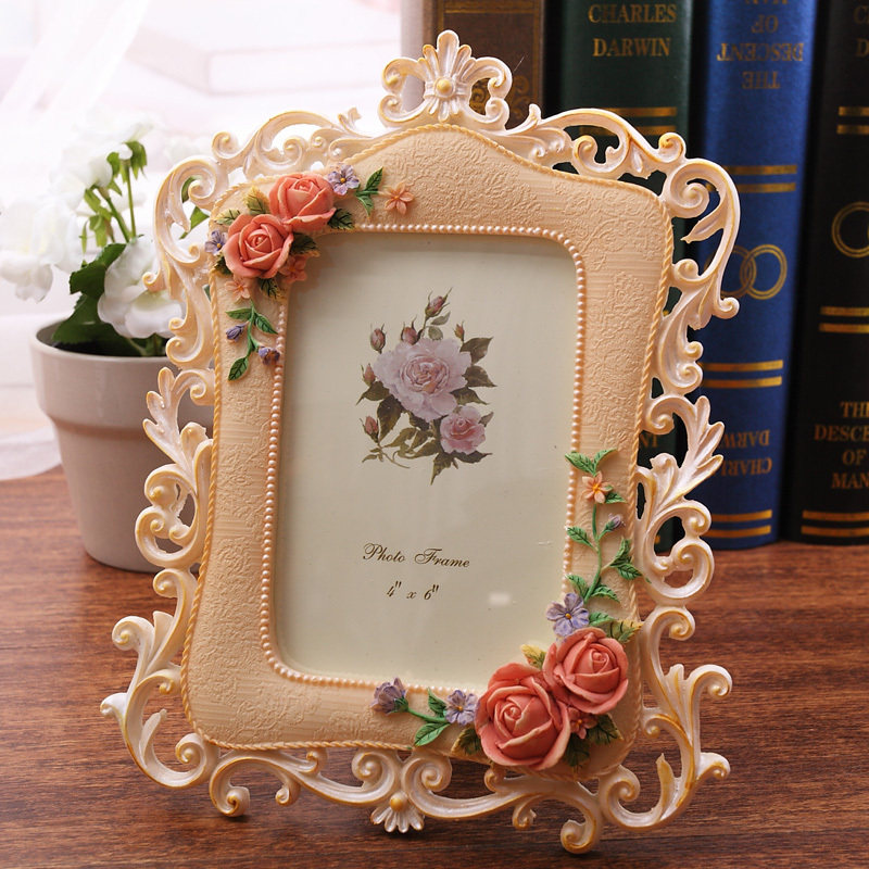 6寸7寸田园彩绘树脂相框 工艺礼品礼物摆台 婚纱照相架影楼相片框