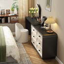 2024新款 轻奢实木梳妆台烤漆极简奶油风卧室化妆桌收纳柜斗柜一体