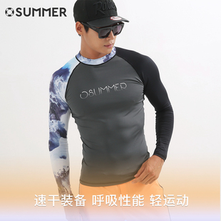 分体OSUMMER 包邮 长袖 水母浮潜服速干冲浪潜水泳装 长裤 游泳衣男士