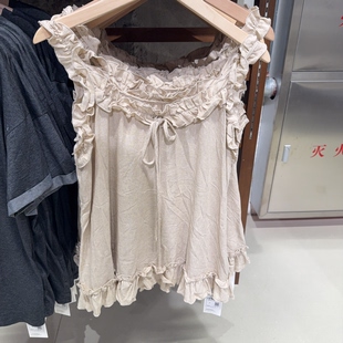 MOMENT正品 法式 褶皱无袖 外穿独特别致小衫 上衣吊带 背心夏季 ONE