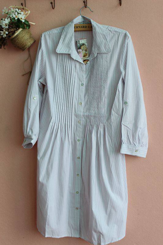 NIGHTDRESS WOMENS SUMMER COTTON 2016 SPRING NEW LONG SLEEVE WOMENS PAJAMAS PLUS SIZE KOREAN VERSION PLAID MID-SKIRT LOUNGEWEAR