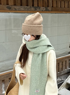 独属于冬天的一抹绿~冬日氛围感浅绿色加厚保暖围巾女生围脖日常
