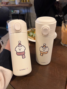 原创情侣保温杯 简约男女304不锈钢保温杯便携学生水杯子大容量