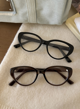 复古黑框猫眼素颜眼镜框方圆脸显瘦网红女生可配度数近视防蓝光镜