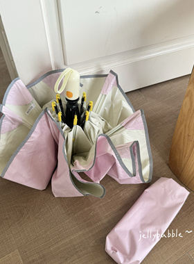 博主推荐~奶油色花边晴雨两用全自动雨伞 加厚情侣圆角彩胶太阳伞