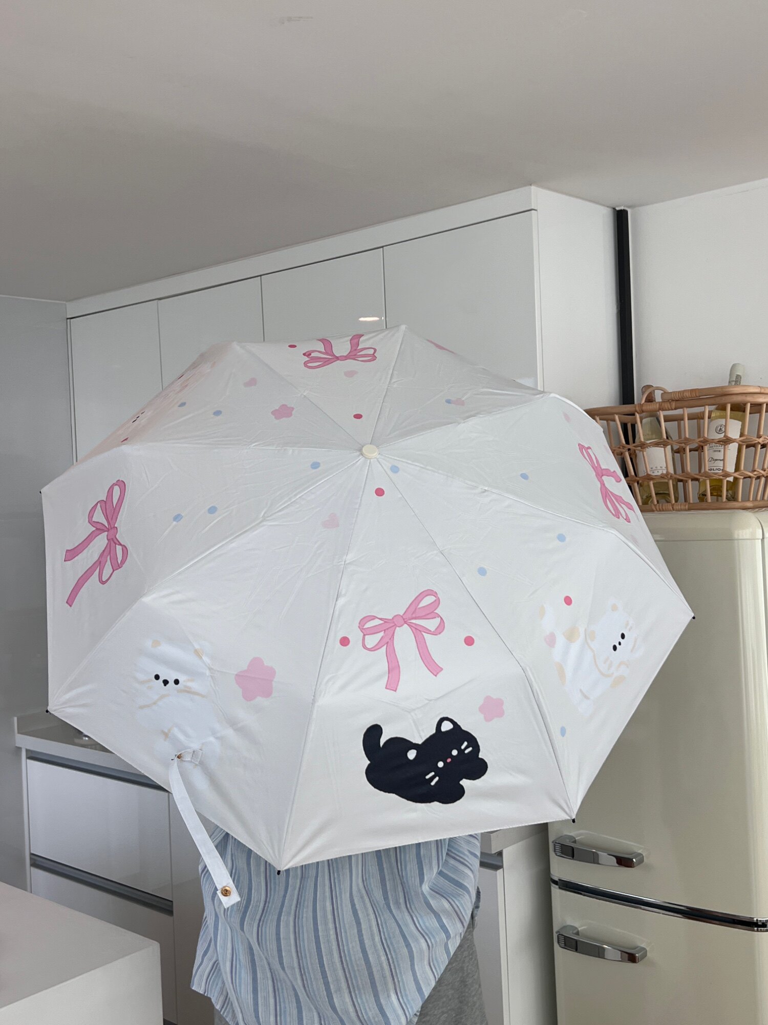 原创|少女心蝴蝶结小猫雨伞黑胶遮阳伞太阳伞晴雨两用防紫外线伞