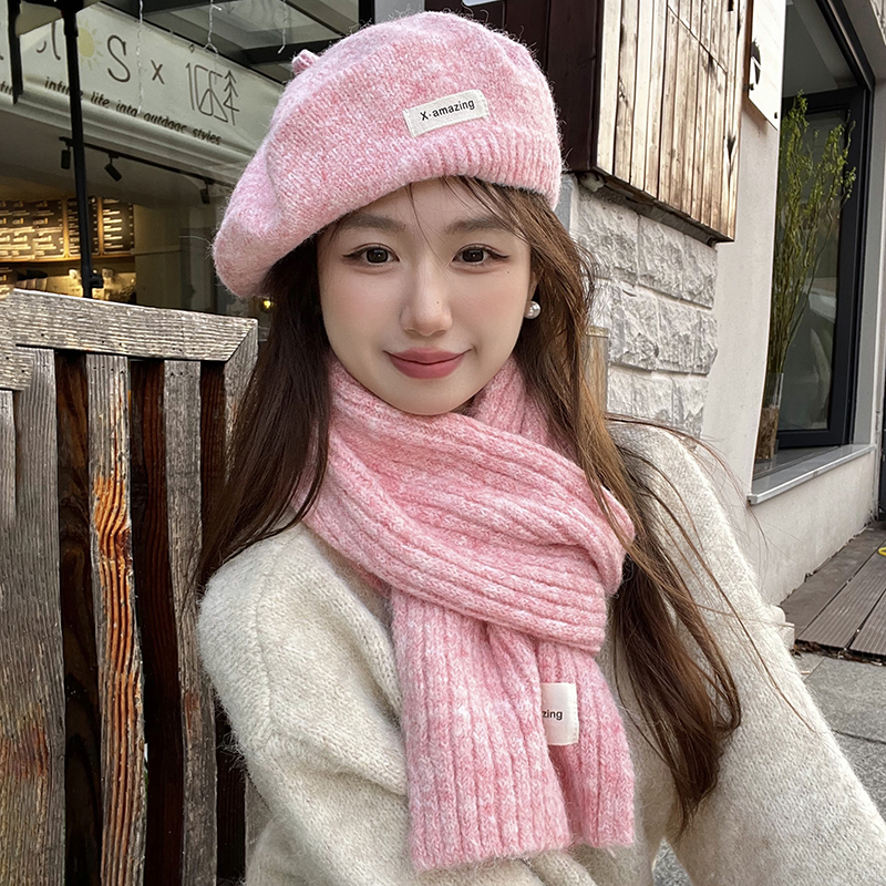 帽子围巾两件套保暖韩版女冬季