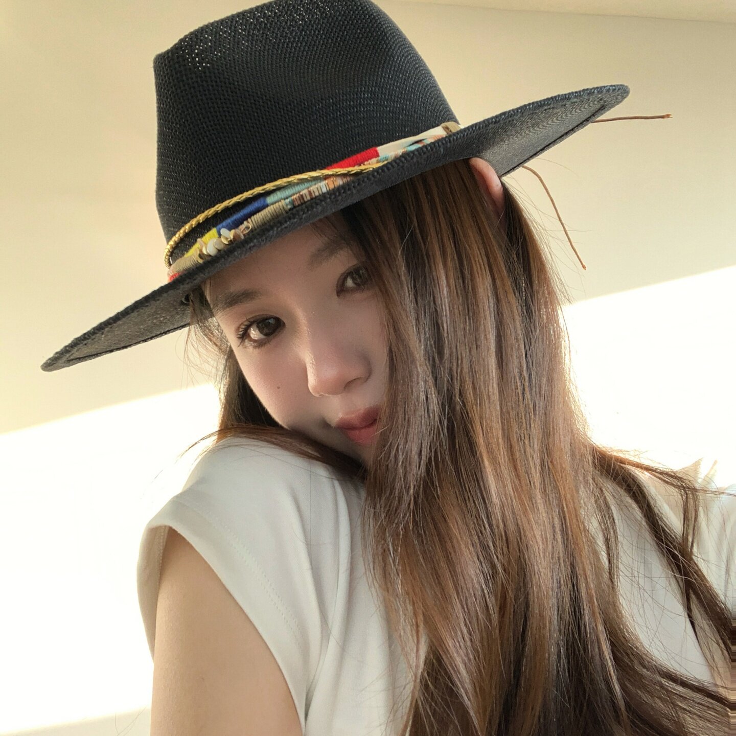 美式西部牛仔帽女夏季彩色装饰宽檐防晒度假草帽遮阳帽礼爵士帽男