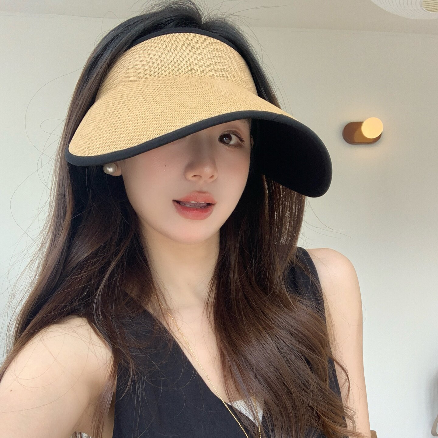 UPF50+黑胶防晒空顶帽子女夏季大檐遮阳帽可折叠显脸小度假风草帽