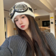 韩版 ins冬加厚兔毛针织帽赵丽颖同款 眼镜帽保暖毛线帽护耳飞行帽