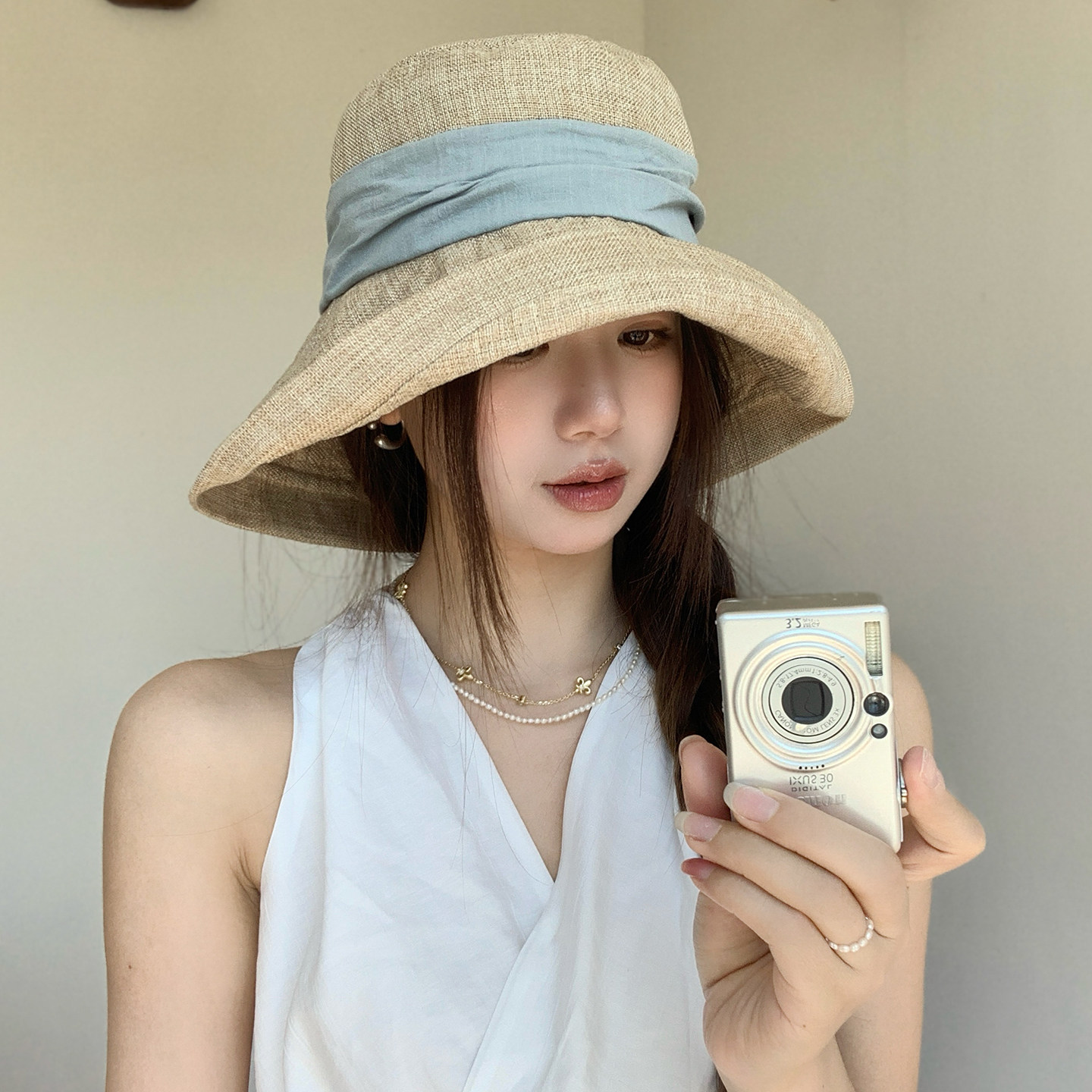 日系夏季薄透气防晒显脸小渔夫帽图片