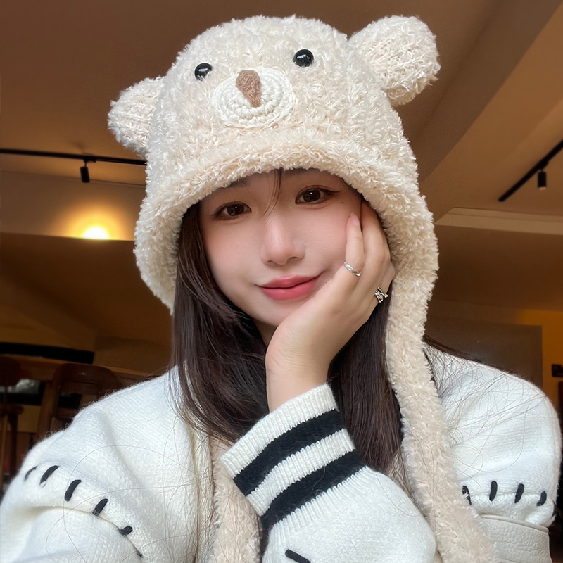 毛线帽保暖甜美可爱女秋冬耳朵