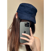 宅女同款 藏蓝色马术帽女休闲百搭显脸小平顶帽超好搭配鸭舌帽新款