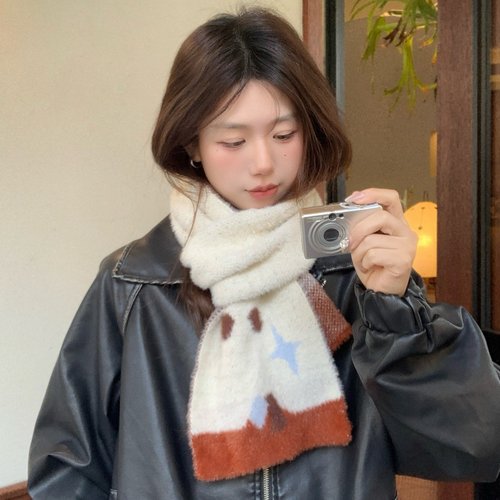 韩版可爱卡通软糯苹果毛绒围巾