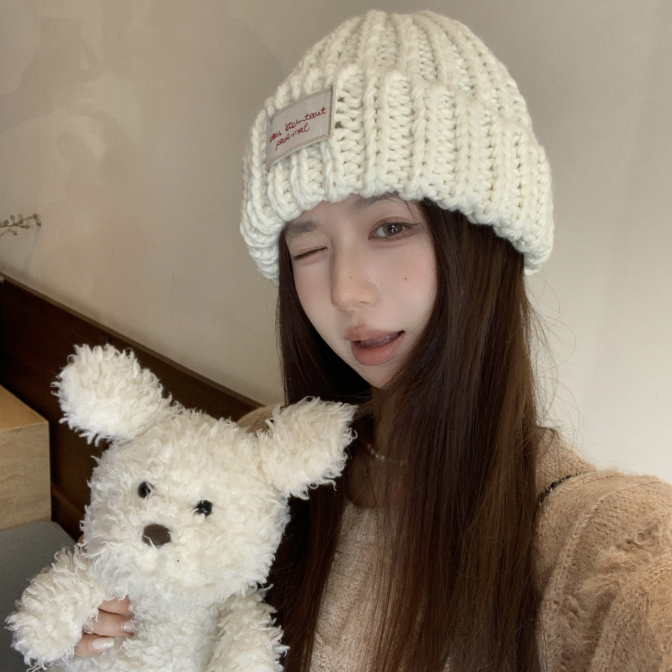 手工韩国贴布保暖护耳冰岛帽