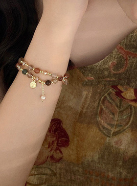 女天然石金属复古小众