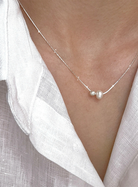 女925珍珠锁骨链项链复古设计